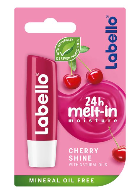 Cherry Shine Lip Balm | Labello Labello Cherry, Labello Lip Balm, Selfcare List, Cute Nail Polish, Color Lip Balm, Kissable Lips, Cherry Flavor, Smooth Lips, Tinted Lip Balm