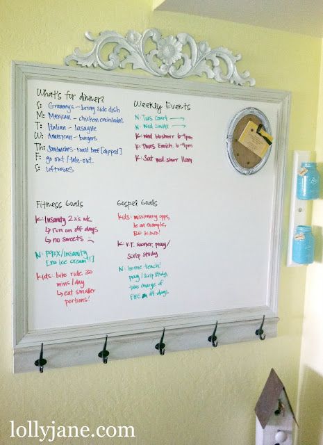 Family dry erase board Mirror Gallery Wall Ideas, Whiteboard Organization, Command Station, Diy Whiteboard, White Board Ideas, Whiteboard Ideas, Mason Jar Storage, Mirror Gallery Wall, White Boards