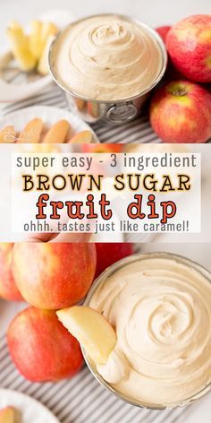 Easy Fruit Dip is a 3 ingredient dip perfect for Apples, Strawberries, Bananas.. Any fruit you can think of! Brown Sugar, Vanilla and cream cheese is all it takes! It tastes just like caramel, too!  |Cooking with Karli| #fruitdip #easy #recipe #dip #creamcheese #brownsugar #appledip Brown Sugar Fruit Dip, 3 Ingredient Dip, Easy Fruit Dip, Cream Cheese Fruit Dip, Pizza Fruit, Sugar Fruit, Cooking With Karli, Fruit Dips, Fruit Dips Recipes