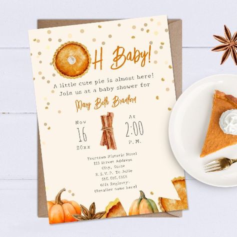 $2.04 | Pumpkin Pie Cutie Pie Oh Baby Shower #sweetie pie, cutie pie, pumpkin pie baby shower, pie baby shower, baby shower, neutral baby shower, fall baby shower, little pumpkin, thanksgiving baby shower, pumpkin baby shower Thanksgiving Baby Shower, October Baby Showers, Unique Baby Shower Themes, November Baby, Thanksgiving Baby, Baby Shower Pumpkin, Baby Shower Fall, Oh Baby, Baby In Pumpkin