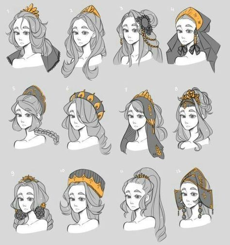 Princess Hair Drawing, Hairstyles Female Drawing, Sketch Hair, Fantasy Hairstyles, Hairstyle Art, Male Hairstyle, Hairstyle Drawing, Hairstyles Female, Illustration Design Graphique