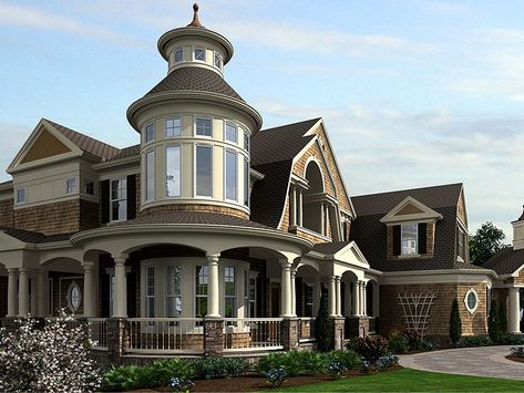 035H-0088: Victorian House Plan Offer Plenty of Outdoor Living Widows Walk, Victorian House Plans, Luxury Plan, Gambrel Roof, Shingle Style Homes, Luxury Cottage, Craftsman Style House Plans, Victorian Houses, Victorian House