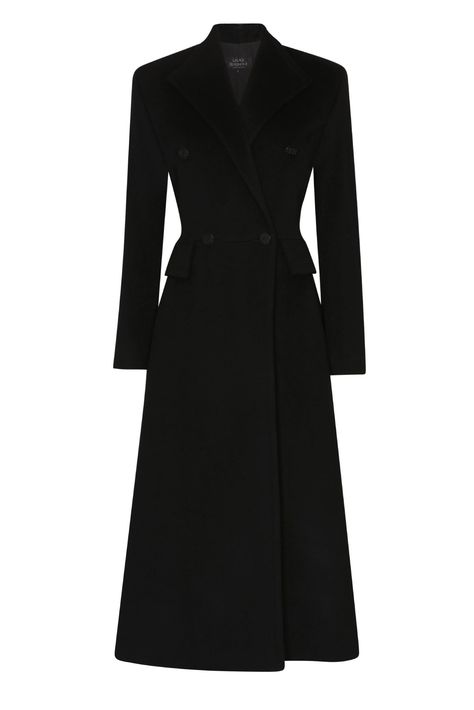 Cashmere/Wool Coat in Black - Dulcima Long Woolen Coats Women, Smart Coats Women, Dramatic Classic Coat, Long Cashmere Coat, Tailored Wool Coat, Women’s Coats, Black Wool Coat Outfit, Black Winter Dress, Long Coat Dress