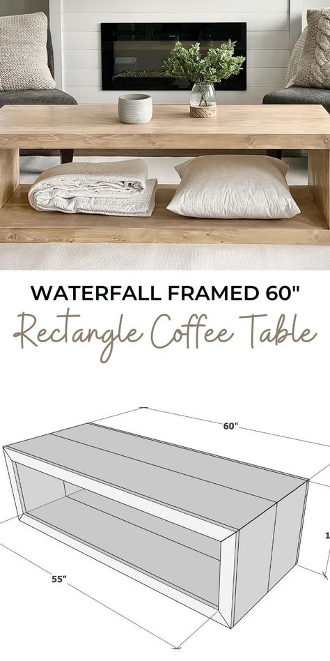 Diy Waterfall, Coffee Table Plans, Rectangle Coffee Table, Living Room Design Ideas, Coffee Table Rectangle, Room Design Ideas, Diy Coffee Table, Diy Home Furniture, Living Room Design