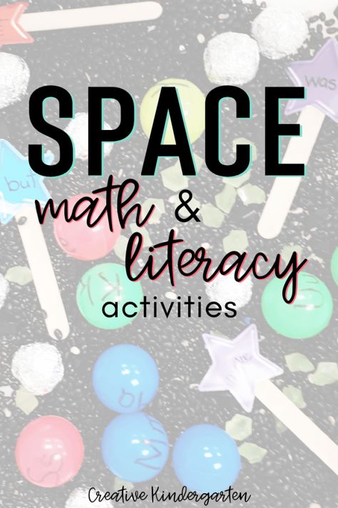 Learning About Space Activities, Outer Space Language Activity, Math Space Activities, Space Themed Math Activities, Space Theme Literacy Activities, Space Literacy Night, Space Stem Activities For Kindergarten, Planets Preschool Theme, Space Themed Reading Activities