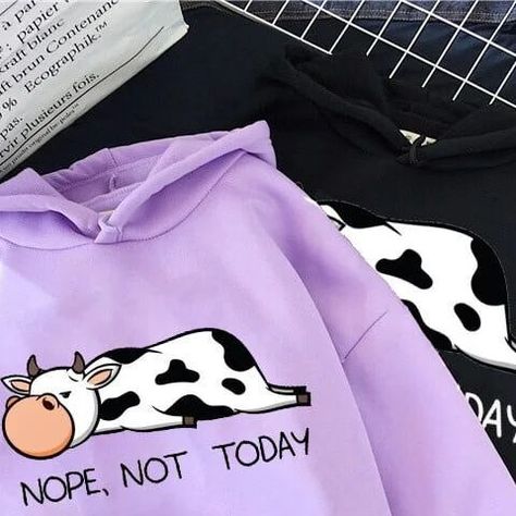 Cow Lovers on Instagram: "Nope Not Today Kawaii Women Sweatshirts if you want one? comment yes or click my bio link to shop👉 @cutehighlandcows 👈 .. . #cows #babycows #calf #cutecow #happycows #cowlove #cowlover #cowphotos #cowsmakemehappy #farminglife #lovecows #cow #moo #cowstagram #fluffycows #cowofinsta #highlandcow" Cow Cartoon, Cow Hoodie, Purple Cow, Cowgirl Costume, Cow Gifts, Aesthetic Streetwear, Cute Cow, Sweater Cute, Streetwear Aesthetic