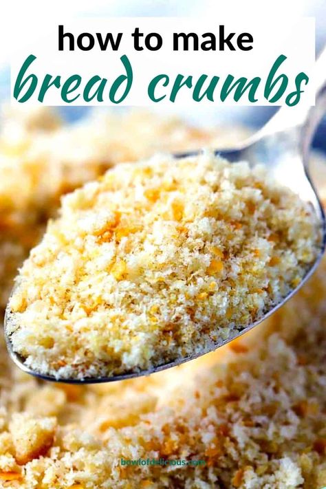 It's easy to make homemade bread crumbs out of any leftover bread you have (such as rolls or hot dog buns!) by pulsing the bread in a food processor! Make homemade fresh bread crumbs or homemade dried bread crumbs by baking them in the oven to dry them out for a little while. Quick Homemade Bread, Dinner Side Ideas, Homemade Bread Crumbs, Delicious Casseroles, Make Homemade Bread, Bread Crumbs Recipe, Fresh Bread Crumbs, Food On A Budget, Gluten Free Bread Crumbs