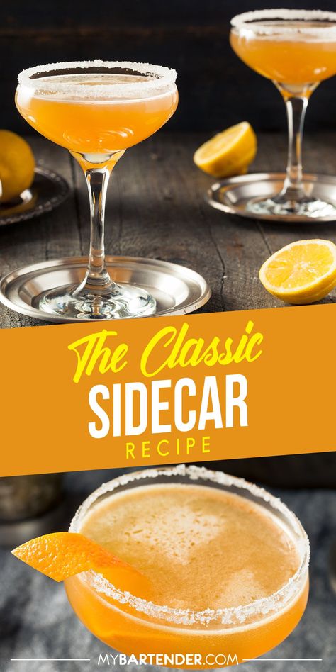 Sidecar Sidecar Drink, 2024 Cocktails, Cognac Cocktails, Lake Drinks, Drunken Monkey, Cognac Cocktail, Classy Cocktails, Eggnog Cocktail, Sidecar Cocktail