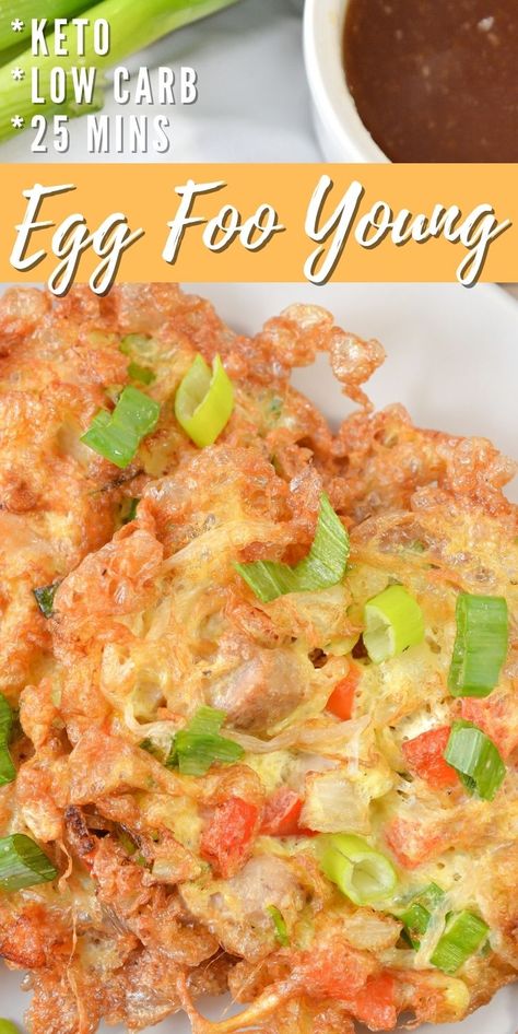 Chicken Egg Foo Young Recipe, Egg Foo Young Recipe, Chicken Egg Foo Young, Keto Chinese Food, Egg Recipes For Dinner, Eggs Dinner, Breakfast Low Carb, Mapo Tofu, Low Carb Diet Recipes