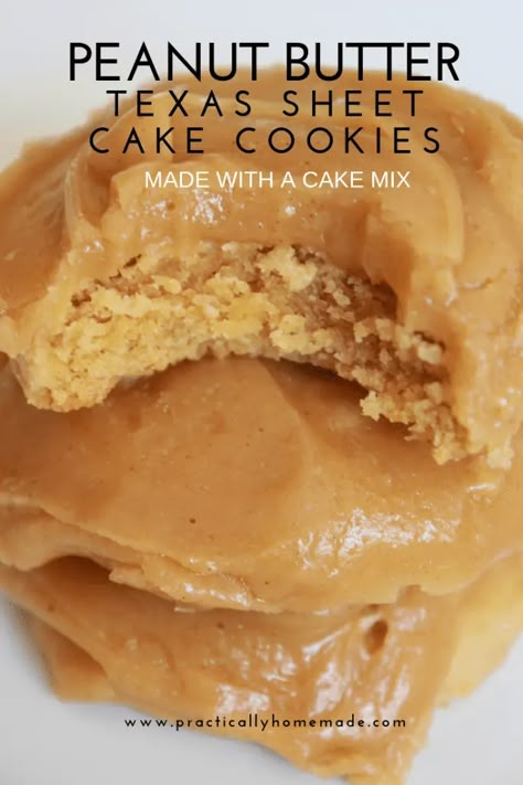 Peanut Butter Texas Sheet Cake, Sheet Cake Cookies, Texas Sheet Cake Cookies, Coconut Dessert, Texas Sheet, Texas Sheet Cake, Cake Mix Cookie Recipes, Brownie Desserts, Peanut Butter Desserts