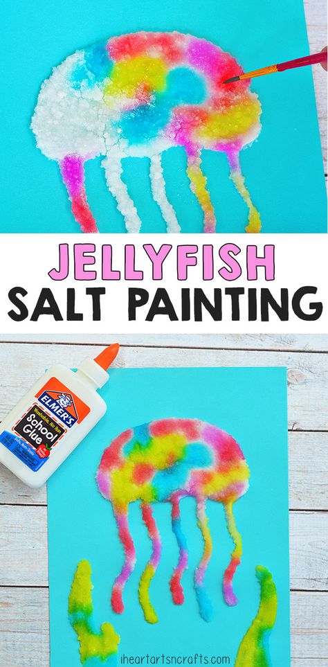 Salt Painting, Painting Activities, Preschool Art Activities, Ocean Crafts, Art Activity, Daycare Crafts, Easy Art, Art N Craft, Textured Art