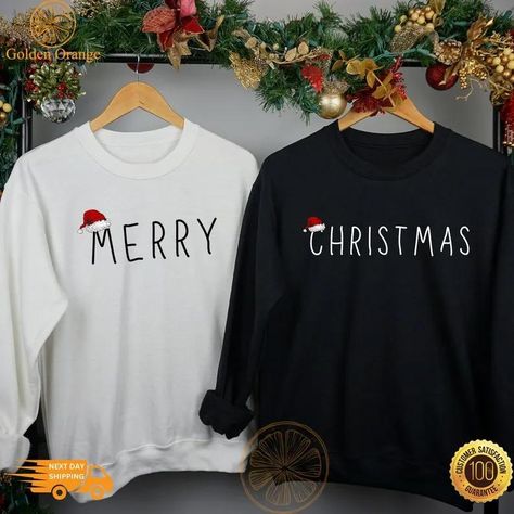 Matching Christmas Shirts Couples, Couples Sweatshirts Hoodie, Couple Christmas Sweaters, Snazzy Outfits, Couples Christmas Sweaters, Christmas Couples, Couples Shirts, Couples Christmas, Matching Christmas Shirts