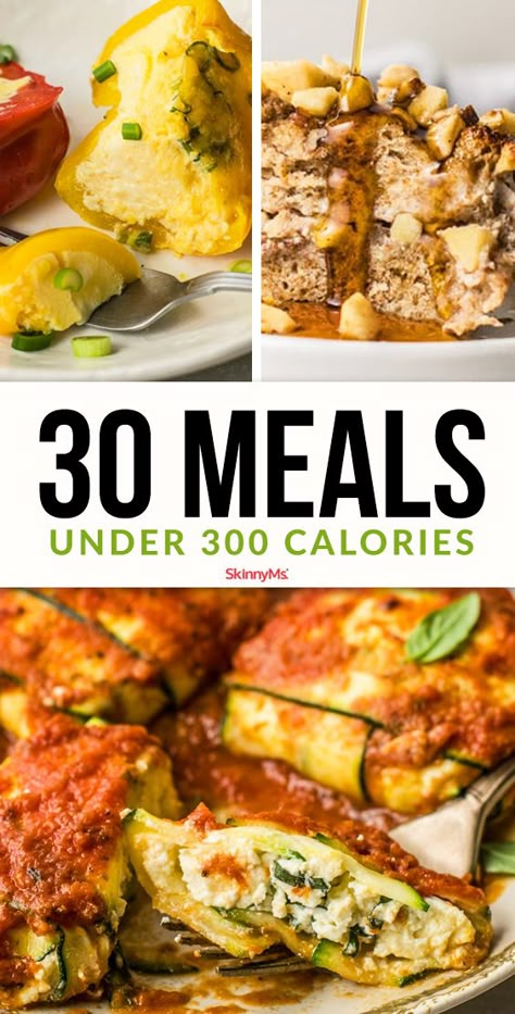 These 30 Meals Under 300 Calories will fill your tummy, satisfy your cravings, and practically eliminate the stress of cooking! Under 300 Calorie Meals, Meals Under 300 Calories, Dinners Under 500 Calories, 400 Calorie Meals, 300 Calorie Meals, Cooking Light Recipes, 500 Calorie, Healthy Low Calorie Meals, Under 300 Calories