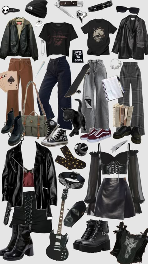 Punk Aesthetic Outfit, Studying For Finals, Look Grunge, Casual Goth, Rockstar Gf, Rock Outfits, Estilo Punk, Punk Outfits, Swaggy Outfits