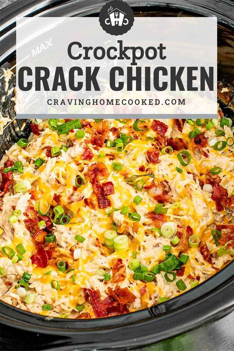 🍗🧀 Dive into the world of flavors with this Crockpot Crack Chicken! It’s not just another chicken recipe; it's a creamy, cheesy, and insanely delicious meal! Perfectly seasoned with ranch dressing mix, enriched with cream cheese, and infused with the crunchiness of bacon, this dish will have your family running to the dinner table! 🍽✨ It’s a super easy and convenient recipe, making it the ultimate comfort food for any day of the week! 🥘💕 #CrockpotRecipes #ChickenRecipes #ComfortFood Easy Dump Chicken Crockpot Meals, Shredded Chicken Crockpot Meals, Football Crockpot Meals, Crockpot Chicken Potluck Recipes, Award Winning Crockpot Recipes, Potluck Crockpot Ideas, Crockpot Crowd Pleasers, Crockpot Main Dishes For Potluck, Crockpot Recipes For Party