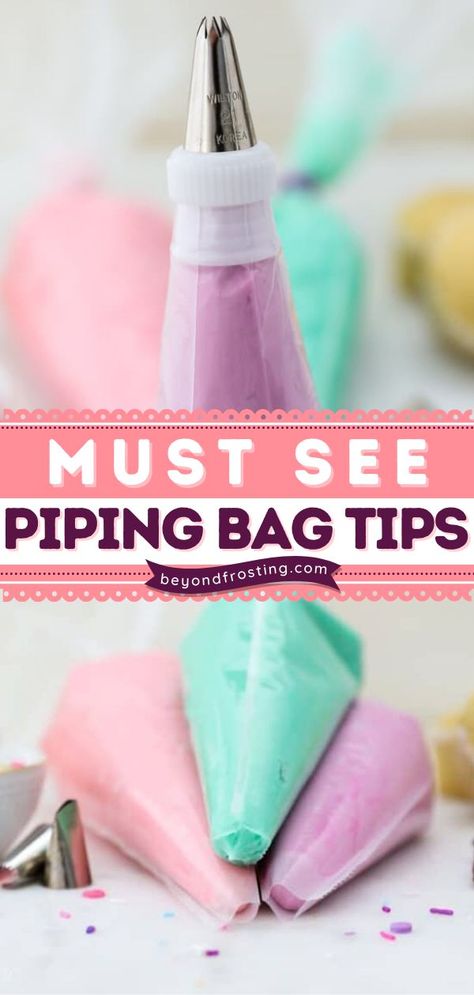 MUST SEE PIPING BAG TIPS, easy dessert recipes, sweet treats Piping Bag Tips, Piping Frosting Recipe, Cupcake Icing Techniques, Cake Piping Techniques, Cupcake Decorating Techniques, Decorating For Beginners, Piping Frosting, Decorator Frosting, Frosting Techniques