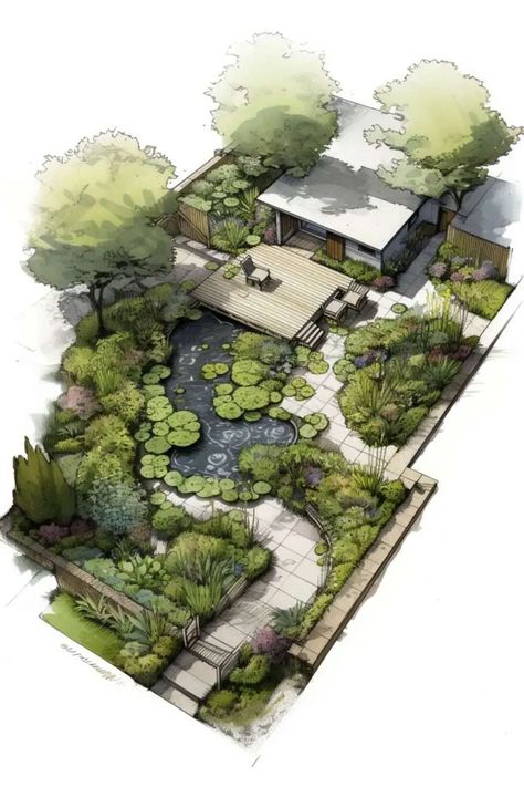 Discover the transformative power of professional landscaping with our latest blog post. Learn why hiring a landscape designer can elevate your outdoor space, from stunning garden layouts to custom features. #LandscapeDesign #OutdoorTransformation #HireAProfessional Botanical Garden Architecture Plan, Sketchup Garden Design, Japanese Garden Concept Art, Jardin Permaculture Design, Zen Garden Plan, Landscape Representation, Jade Design, Landscape Design Drawings, Landscape Architecture Drawing