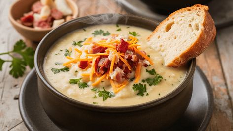 So delicious! O Charleys Potato Soup Recipe, Irish Vegetable Soup, Irish Soup, Irish Potato Soup, Potato Bacon Soup, Cream Soup Recipes, Irish Potato, Comfort Soup Recipes, Irish Potatoes