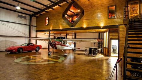 Sometimes You Need a Home With a Hanger: 1620 Airpark Has You Covered - CandysDirt.com Airplane Hangar Design, Airpark Homes, Airplane Hanger House, Hangar Homes, Hangar House, Hangar Home, Airplane Hanger, Garage Homes, Hanger House