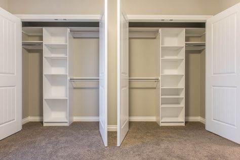 Reach In Closet Organization, Closet Bench, Kids Closets, Closet Spaces, House Closet, Bedroom Closets, Entryway Closet, Double Closet, Closet Hacks