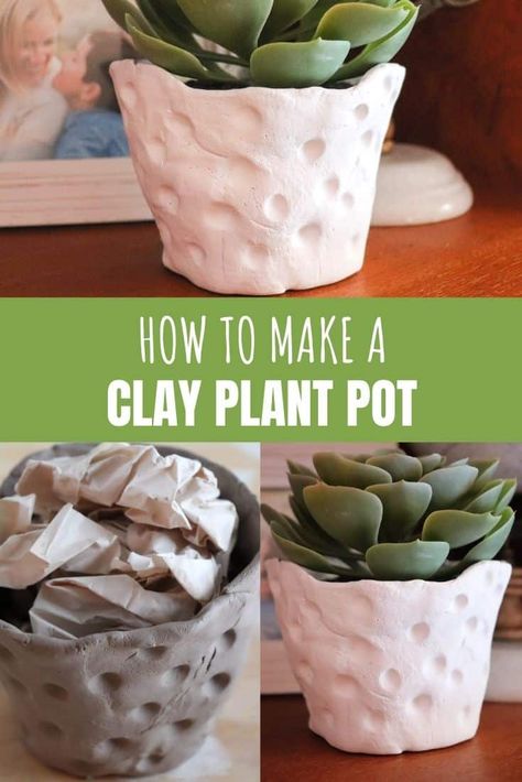 Sculpey Clay Pots, How To Make Clay Pots At Home, Diy Ceramic Pot, Making Clay Pots At Home, Polymer Clay Pots Diy, How To Make Plant Pots, How To Make A Clay Pot, How To Make Clay Pots, Clay Plant Pot Ideas