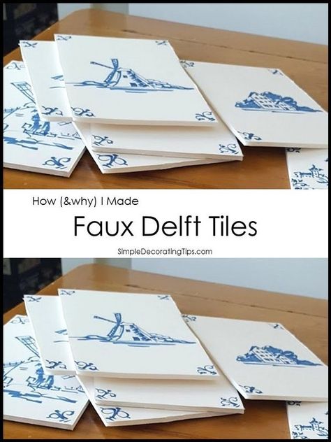 How I Made Faux Delft Tiles - SIMPLE DECORATING TIPS Wide Plank Laminate Flooring, Couple House, Bookshelf Makeover, Topiary Diy, Faux Tiles, Simple Decorating, Corner Cupboard, Delft Tiles, Christmas Is Over