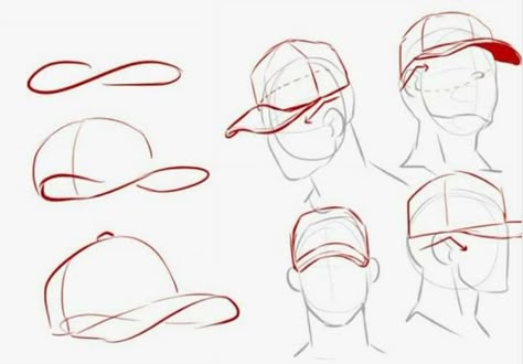 Drawing Hats, Cap Drawing, Hat Drawing, Drawing Examples, Gesture Drawing, Anatomy Drawing, Art Instructions, Poses References, Drawing Practice