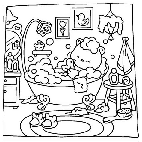 Coloring Pages Fuzzy Hygge, Coloring Pages To Print Aesthetic, Fuzzy Friends Coloring Pages, Hygge Drawing, Coco Wyo Coloring Book, Hygge Coloring Page, Fuzzy Friends Coloring Book, Fuzzy Hygge Coloring Book Pages, Cozy Friends Coloring Pages