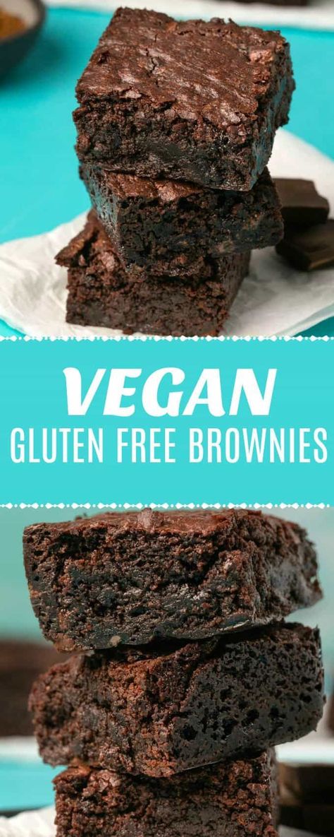 Rich, fudgy and ultra moist vegan gluten free brownies. These super easy brownies are so good no one will guess they're vegan or gluten-free! #vegan #glutenfree | lovingitvegan.com Gf Deserts, Vegan Gluten Free Brownies, Lenten Meals, Easy Brownies, Gf Treats, Bake Ideas, Vegan Gluten Free Desserts, Easy Gluten Free Desserts, Vegan Brownies