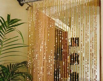 2023 Macrame Door Curtain Handmade Portiere Large Bead Curtain - Etsy Golden Curtains, Beads Curtain, Beaded Door Curtains, Door Beads, String Curtains, Beaded Curtain, Room Deco, Beaded Curtains, Dream Room Inspiration