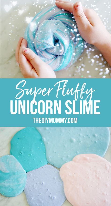 How to make fluffy unicorn slime Shaving Cream Slime Recipe, Shaving Cream Slime, Slime With Shaving Cream, Best Fluffy Slime Recipe, Unicorn Slime, Fluffy Slime Recipe, Diy Craft Home Decor, Fluffy Unicorn, Slime Ideas