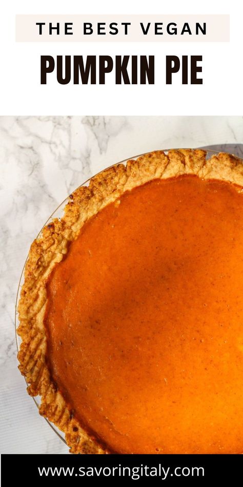 Experience the joy of this super creamy vegan maple pumpkin pie, made with full-fat coconut milk and a delightful blend of fall spices. It's not only easy to make but also completely dairy-free. You can create your own vegan pie crust or go with a pre-made one from the store. Perfect for preparing ahead to minimize Thanksgiving day stress. Eggless Pumpkin Pie Recipe, Maple Pumpkin Pie Recipe, Eggless Pumpkin Pie, Easy Vegan Pumpkin Pie, Pumpkin Pie Vegan, Vegan Pie Crust Recipe, Maple Pumpkin Pie, Vegan Pumpkin Pie Recipe, Dairy Free Pumpkin Pie