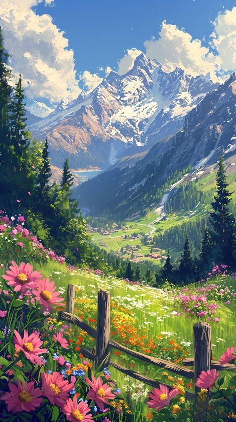 Nature Drawing Wallpaper, Drawings Of Scenery, Aesthetic Scenery Painting, Aesthetic Nature Drawing, Aesthetic Nature Painting, Aesthetic Background Landscape, Pretty Landscape Pictures, Nature Drawing Pictures, Natural Scenery Painting