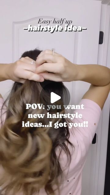 Amelia Gaerte on Instagram: "⭐️Easy half up hairstyle idea⭐️  Save for later and follow for more!  #halfuphairstyle #hairtutorial #hairstyleoftheday #hairstyletutorial #hairreel #easyhairstyle #cutehairstyle #hairtipsandtricks #hairstyleideas #hairinspo" Easy Half Up Styles For Long Hair, Easy Hair Styles Half Up Half Down, Long Hair Updo Half Up Half Down, Half Up Dos For Long Hair Tutorial, Easy Messy Half Up Hair, Half Up Dos For Medium Hair Tutorial, Hair Office Work Hairstyles, Half Pony Tutorial, Half Up Hair Wedding Guest