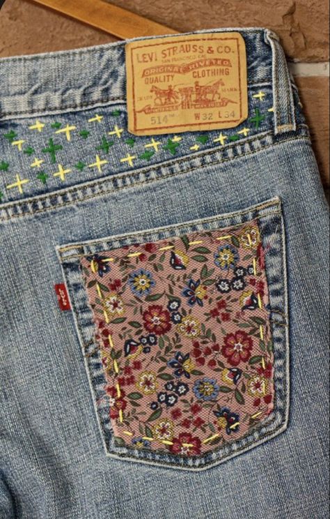 Embroidered Jeans Thrift Flip, Denim Crafts, Shimmer And Shine, Jeans Diy, Fabric Christmas Ornaments, Shoe Lace Patterns, Shoe Lace, Embroidered Jeans, Lace Patterns