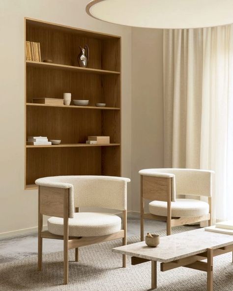 Norm Architects, Style Deco, Design Del Prodotto, Bespoke Furniture, Minimalist Interior, Book Shelf, Club Chairs, 인테리어 디자인, Room Interior