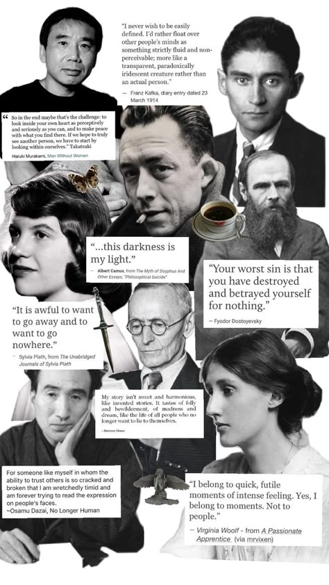 #harukimurakami #franzkafka #albertcamus #sylviaplath #fedordostoevsky #virginiawoolf #hermanhesse #osamudazai Funny Life Hacks, Literature Humor, Understand Me, Philosophy Books, Franz Kafka, Philosophical Quotes, Literature Quotes, Funny Life, Sylvia Plath