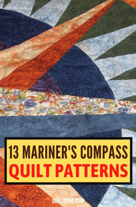 As a fan of traditional quilt patterns, one unique and fun quilt to make is a mariner's compass. Discover some mariner's compass quilt patterns in this post. Free Modern Quilt Patterns, Paper Peicing Patterns, Contemporary Quilting, Compass Quilt, Free Baby Quilt Patterns, Camper Quilt, Mariners Compass Quilt, Compass Star, Free Paper Piecing Patterns