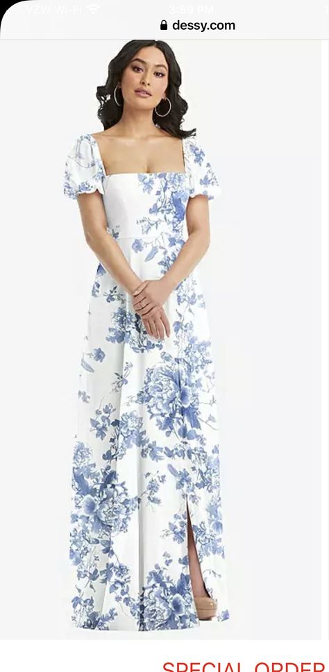 Patterned Bridesmaid, Patterned Bridesmaid Dresses, Events Center, Dusk Blue, Cottage Rose, Floral Bridesmaid Dresses, Bridesmaid Dresses With Sleeves, Blue Bridesmaid Dress, Floral Bridesmaid