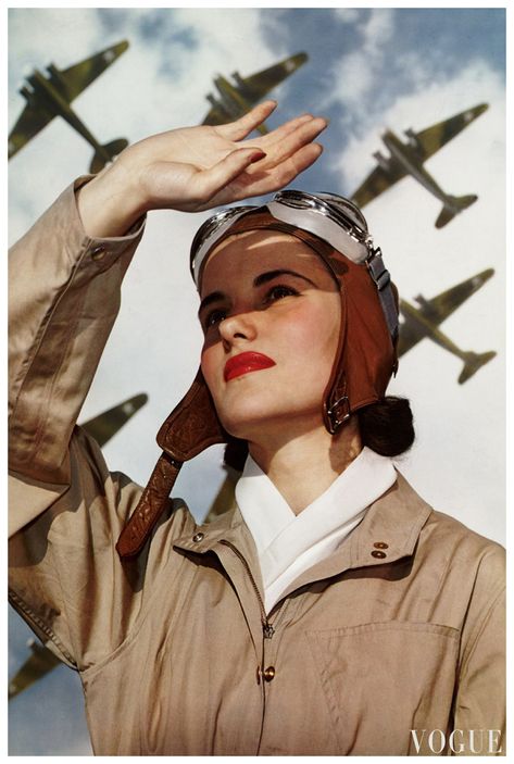 Soldiers of the Sky, Vogue 1940. Photo by Nickolas Muray. Nickolas Muray, Women In Aviation, Edward Weston, Steve Mccurry, Female Pilot, Vintage Aviation, Fly With Me, Joan Crawford, Nose Art