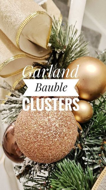 Christmas Bauble Display Ideas, Christmas Bauble Garland Diy, Christmas Ornament Ball Clusters, Ornament Clusters On Garland, Bauble Garland Christmas Tree, Bauble Cluster On Tree, Christmas Ornament Clusters Diy, Christmas Bulb Clusters, Christmas Bulbs Decorations Ideas