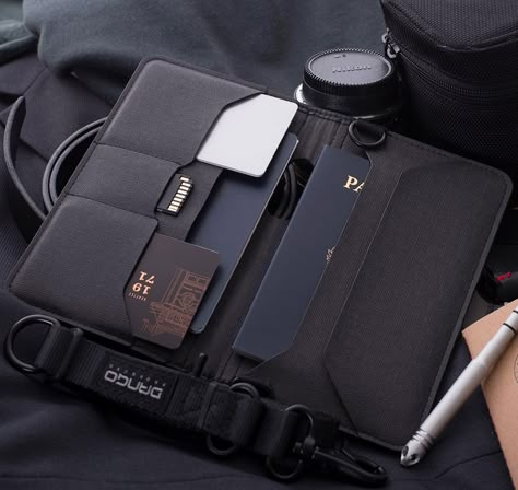 This Handsome Travel Wallet Keeps You Organized On the Move Tactical Wallet, Unique Pens, Travel Wallet, Travel Items, Travel Wallets, Leather Work, Design Case, Everyday Carry, Apple Products