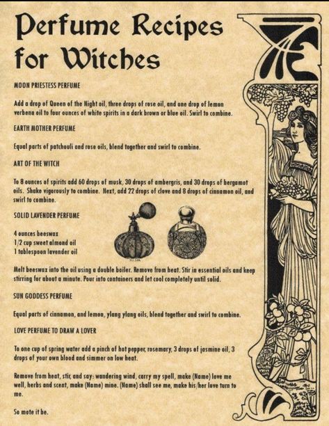 #perfume #recipe #diy #witch #celtic #pagan #spellwork Soul Collector Witch, Real Witchcraft, Witches Book, Real Witches, Magia Das Ervas, Perfume Recipes, Magick Spells, Wiccan Spell Book, Witch Craft