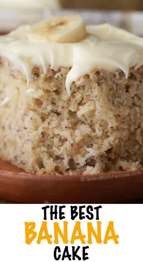 The Best Banana Cake, Banana Sheet Cakes, Best Banana Cake, Collage Recipes, Lemon Cream Cheese Frosting, Banana Dessert Recipes, Dessert Parfait, Lemon Cream Cheese, Bolo Fit