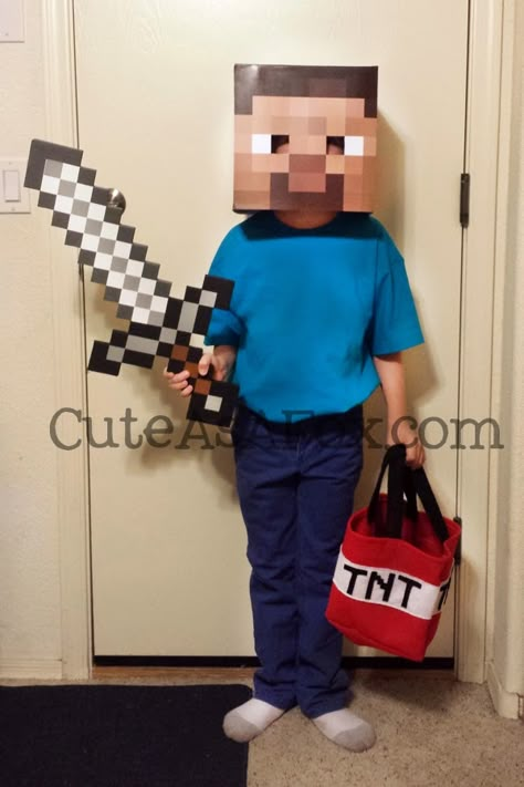 Minecraft Steve Costume, Minecraft Halloween Costume, Steve Costume, Fox Butterfly, Awesome Halloween Costumes, Minecraft Halloween, Minecraft Costumes, Sibling Costume, Minecraft Steve