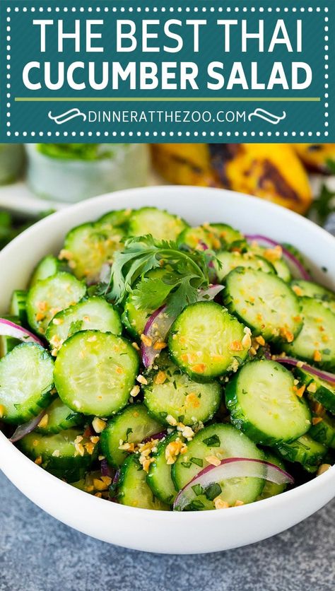 Thai Marinated Cucumbers, Cucumber Salad Thai, Fresh Cucumber Salad Recipes, Cucumber Tomato Recipes, Asian Cucumber Tomato Salad, Cucumber Thai Salad, Cucumber Recipes Asian, Thai Vegetable Recipes, Marinated Cucumber Salad