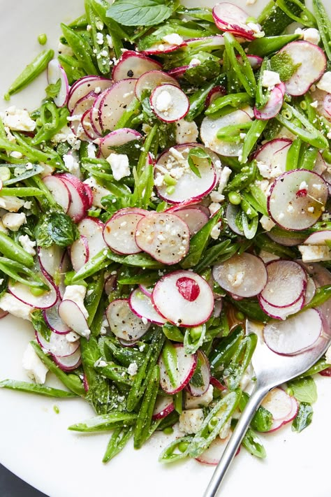 Ricotta Salata Recipe, Pea Salads, Sugar Snap Pea Salad, Salad With Radishes, Sugar Snap Pea, Snap Pea Salad, Snap Pea, Pea Salad, Nyt Cooking