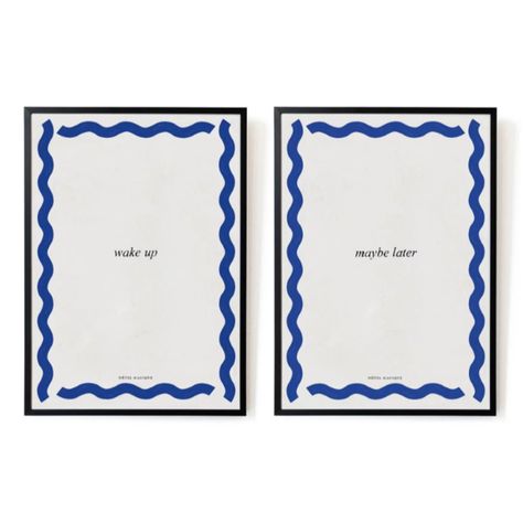 Set of 2 prints from Dutch brand Hotel Magique. Sold unframed. Wake Up Maybe Later, Blue Orange Room, Fairy Apartment, Consultancy Branding, Art For Apartment, Orange Room, Pop Colour, Poster Club, Typographic Logo Design