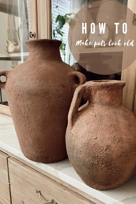 Olive Pot, Diy Painted Vases, Aging Terra Cotta Pots, Vintage Porch, Wine Glass Art, Terra Cotta Pots, Black Spray Paint, Diy Pots, Diy Pottery