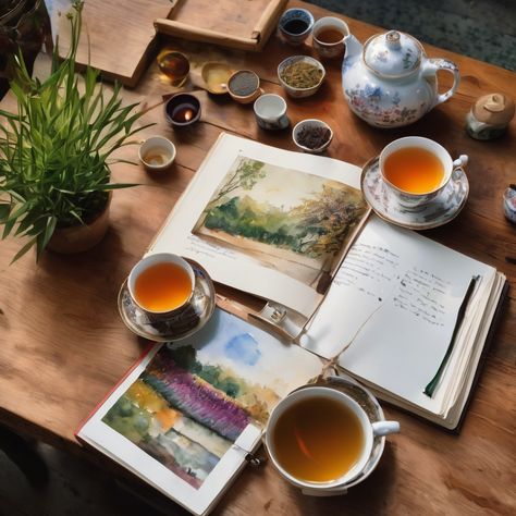 Recording the experience of every sip of tea has become a delightful ritual for me. Through my Tea Journal, I encapsulate unique sensations and sweet memories from each cup I enjoy. Are you a tea enthusiast too? If so, why not give Tea Journalling a try? Morning Tea Aesthetic, Tea Time Photography, Tea Moodboard, Tea Time Aesthetic, Tea Outside, Tea Journal, Poetry Tea, Poetry Tea Time, Benefits Of Tea